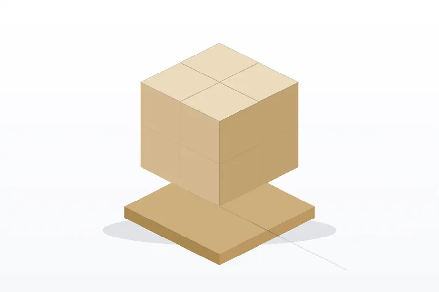 Illustration of export cartons stacked and palletised for shipment